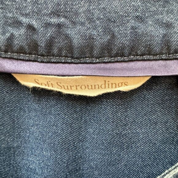 Soft Surroundings Positano Getaway V Neck Shift Dress Sz S Chambray Denim Tencel - Picture 4 of 10